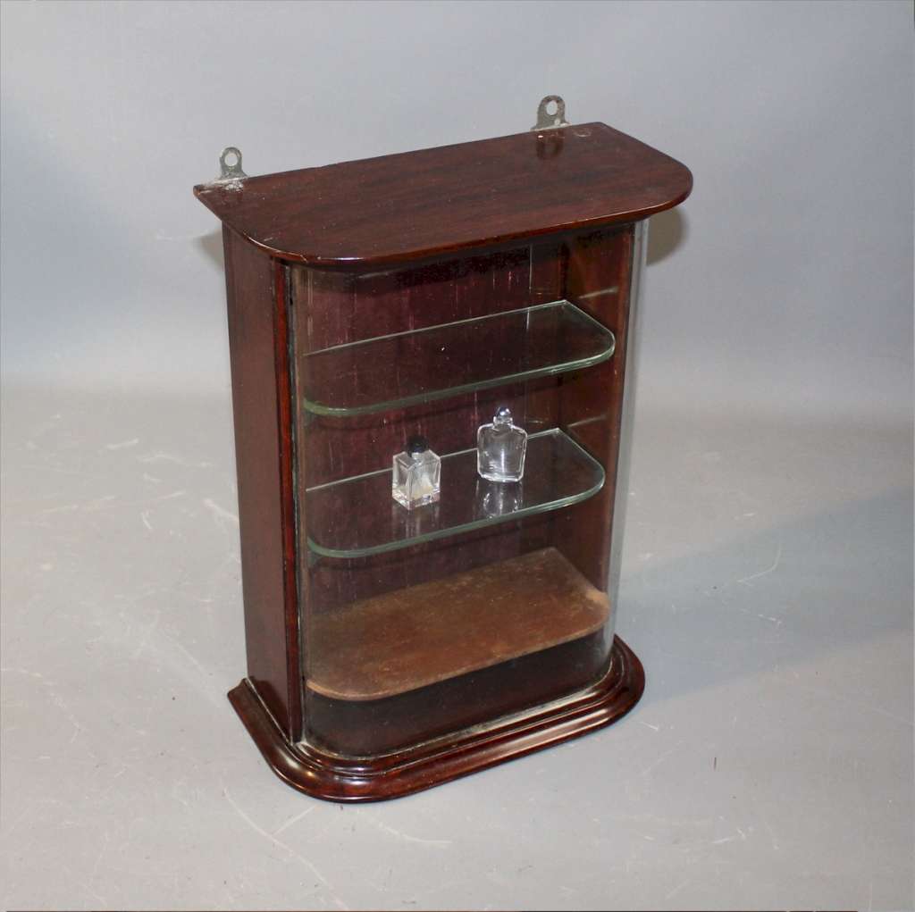 Victorian curved glass shop display cabinet