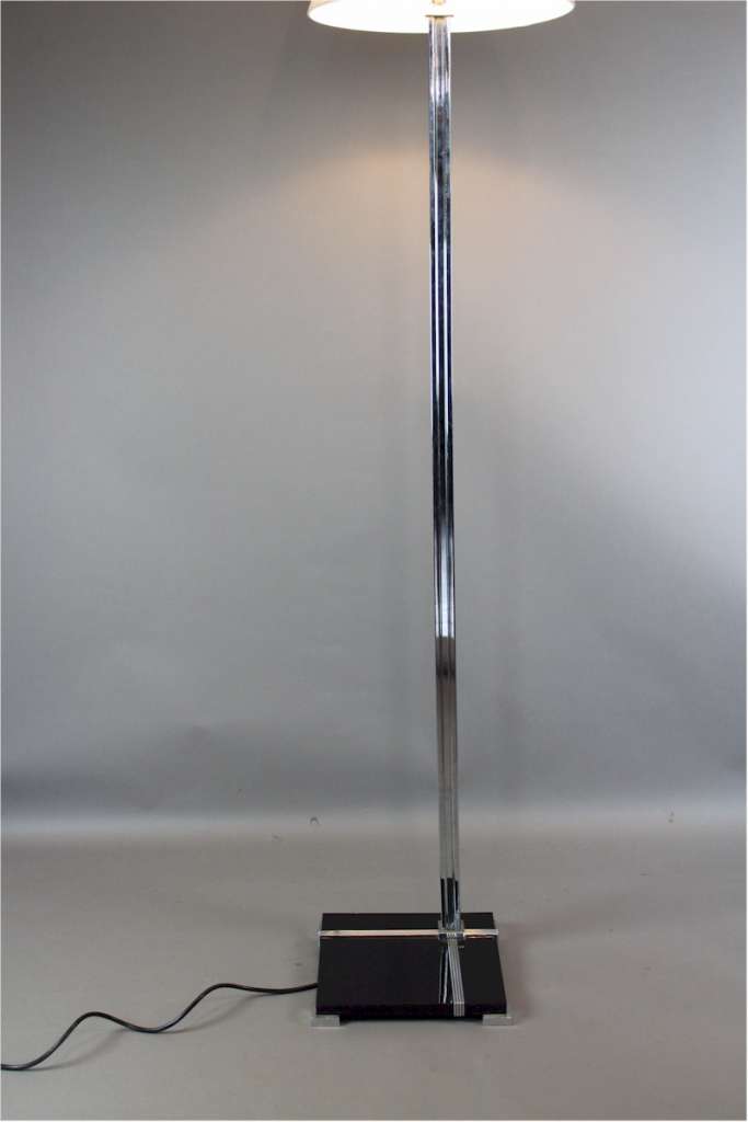 Art Deco floor lamp black lacquered and chrome