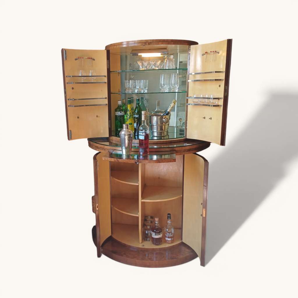  Art Deco Demi LuneCocktail Cabinet