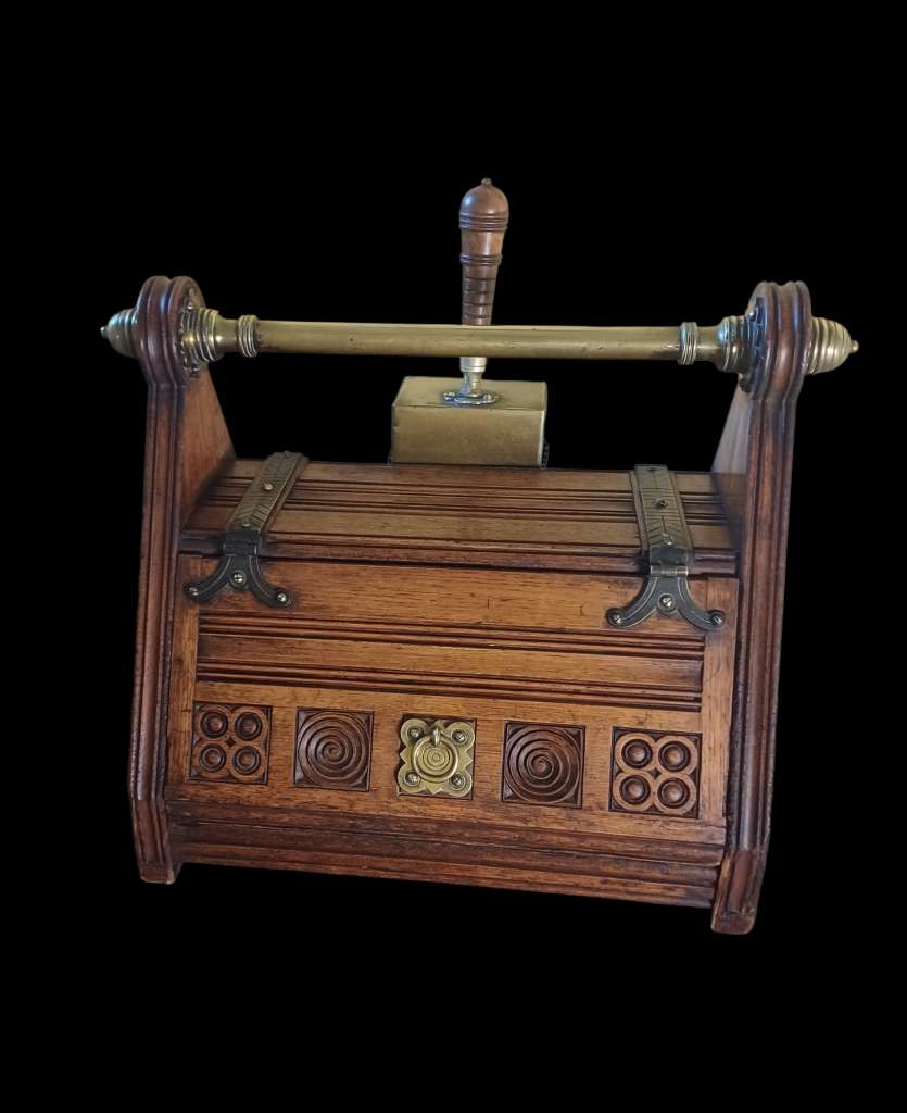 Christopher Dresser oak fireside scuttle