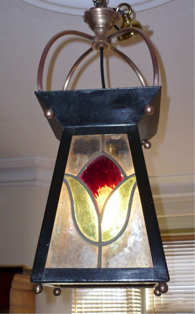Arts and crafts stained glass lantern