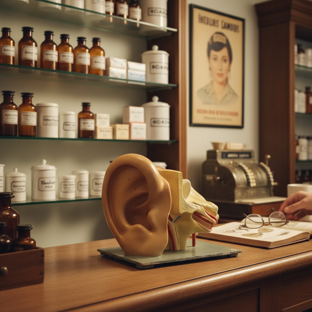 Anatomical model of the human ear.