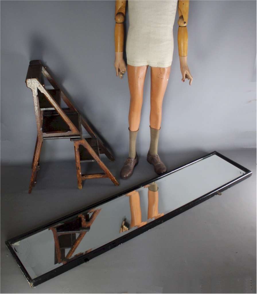 Victorian Antique Ebonised Shop Fitters Mirror