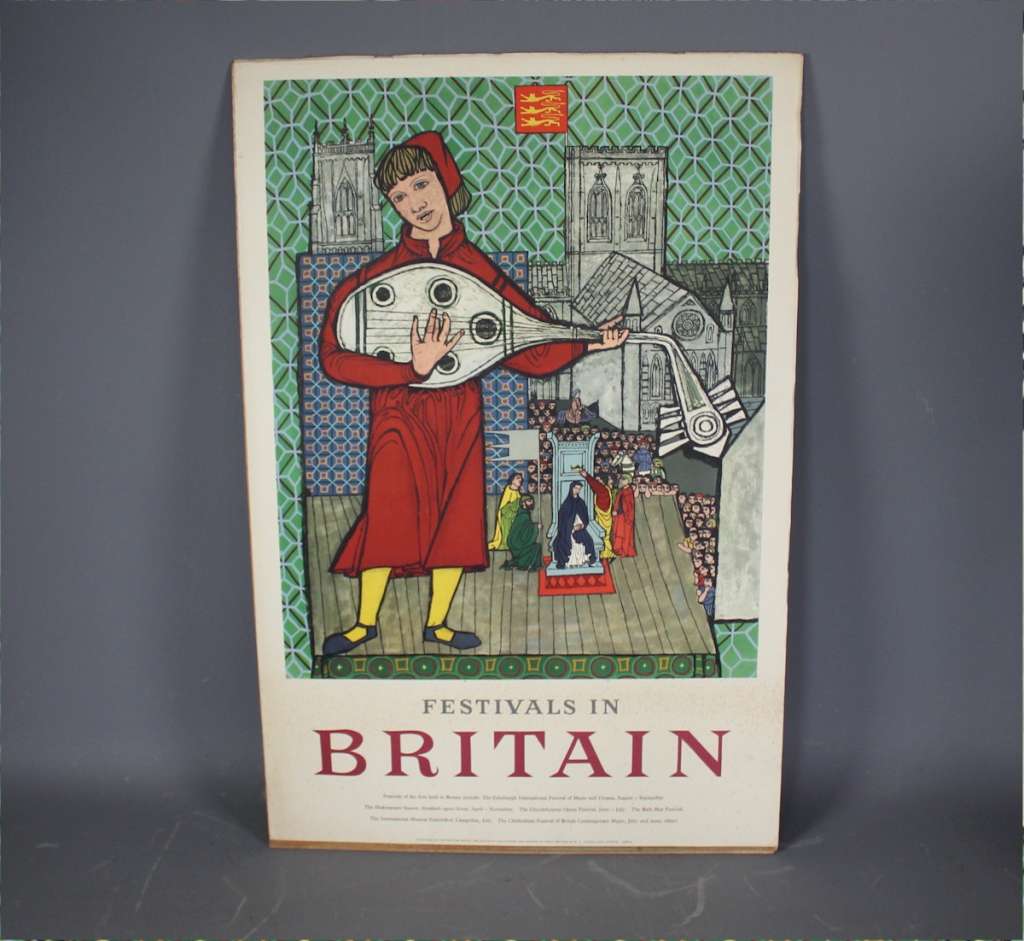 1950's Festivals of Britain poster on board.