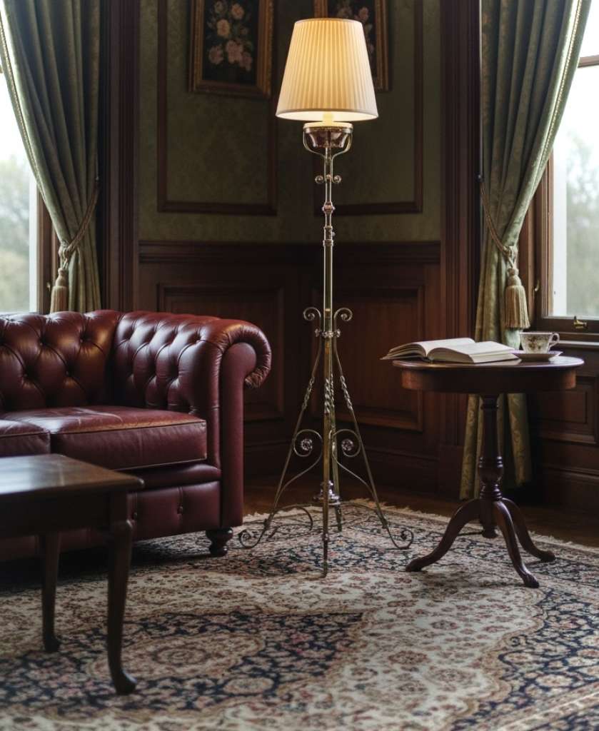 Victorian copper and brass floor lamp