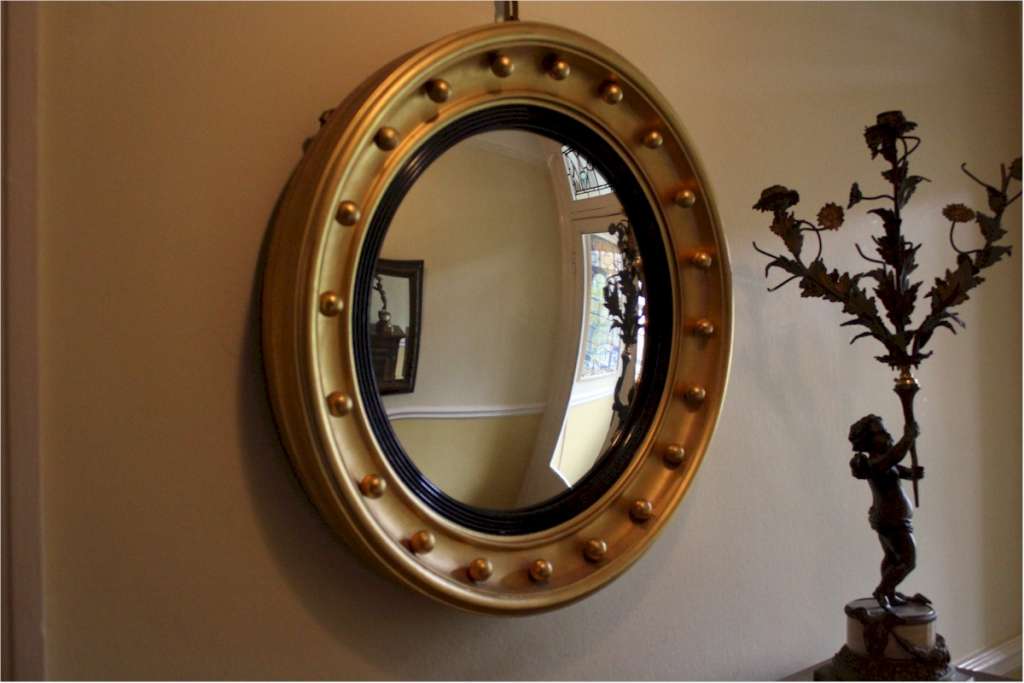 Gilt circular convex mirror