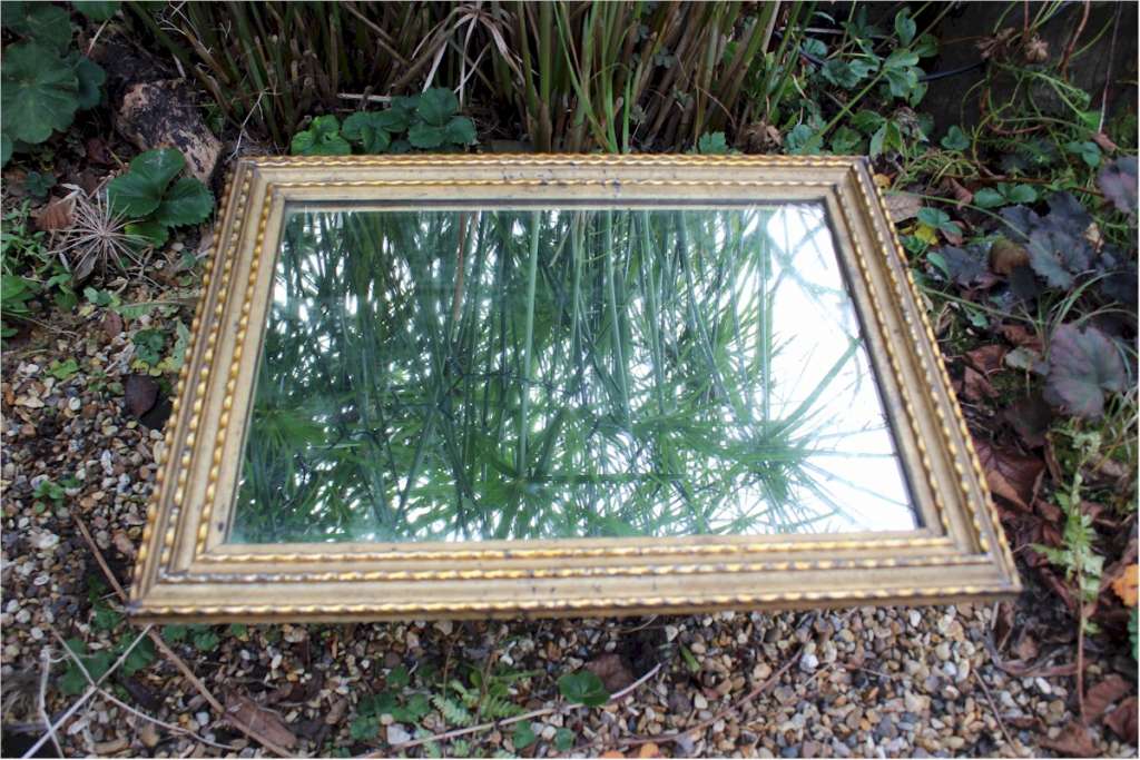 Antique rectangular French gilt wall mirror.