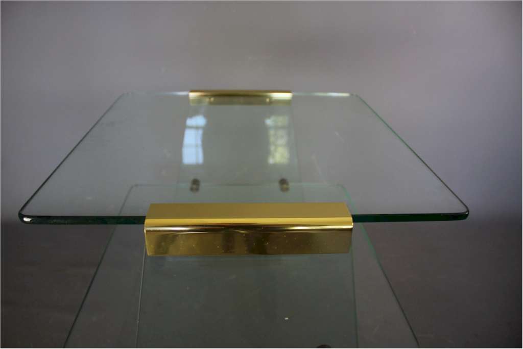 Quality 1970's glass and brass side table