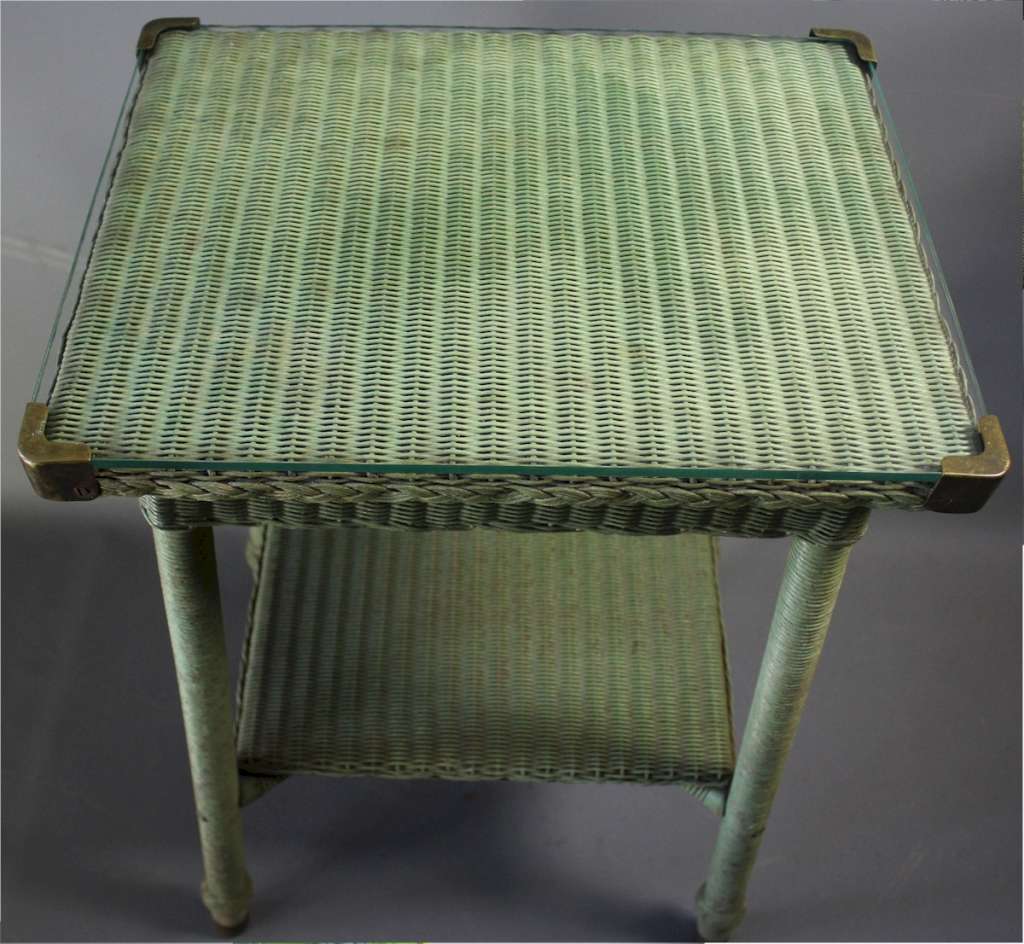 Lloyd Loom table with plate glass top