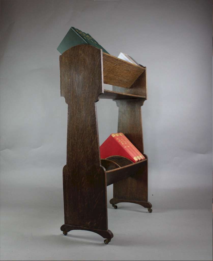 Ambrose Heal arts and crafts book trough in oak c1900
