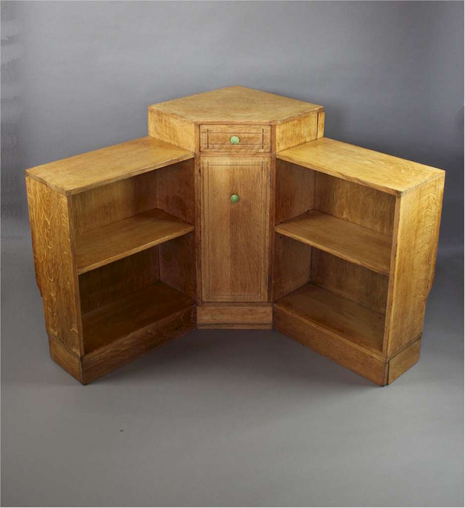 Heals oak corner bookcase c1930's