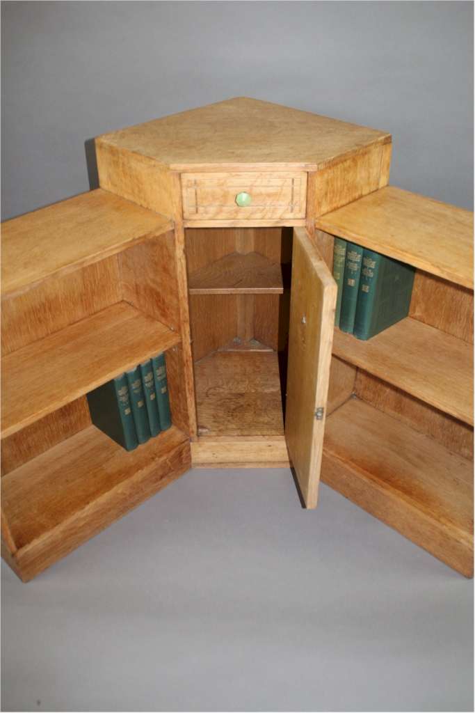 Heals oak corner bookcase c1930's