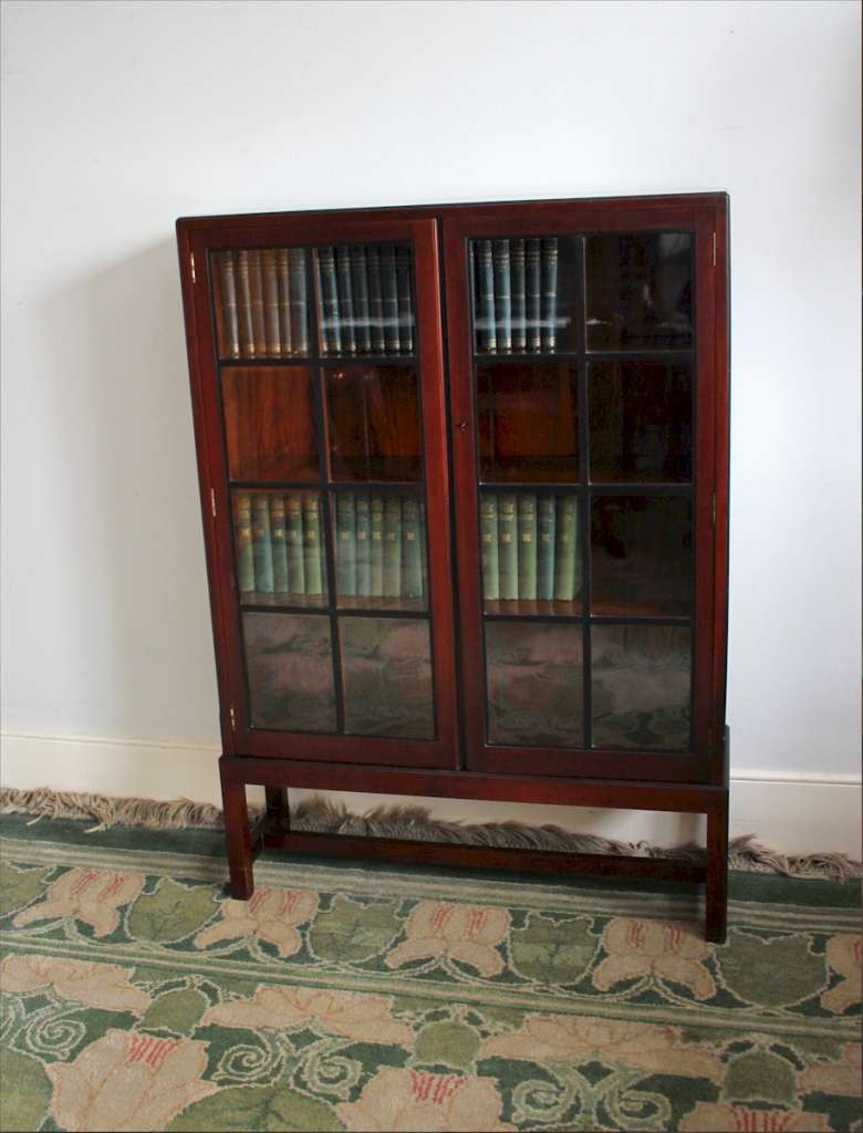Heals mahogany lattice glazed bookcase c1920