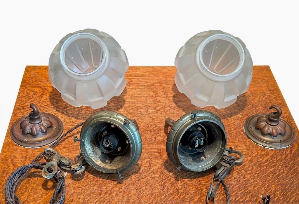 Pr of 1920's art deco ceiling lights