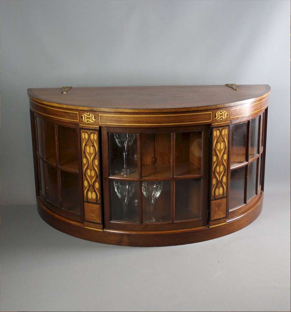 Art Nouveau craftsman made inlaid mahogany display cabinet