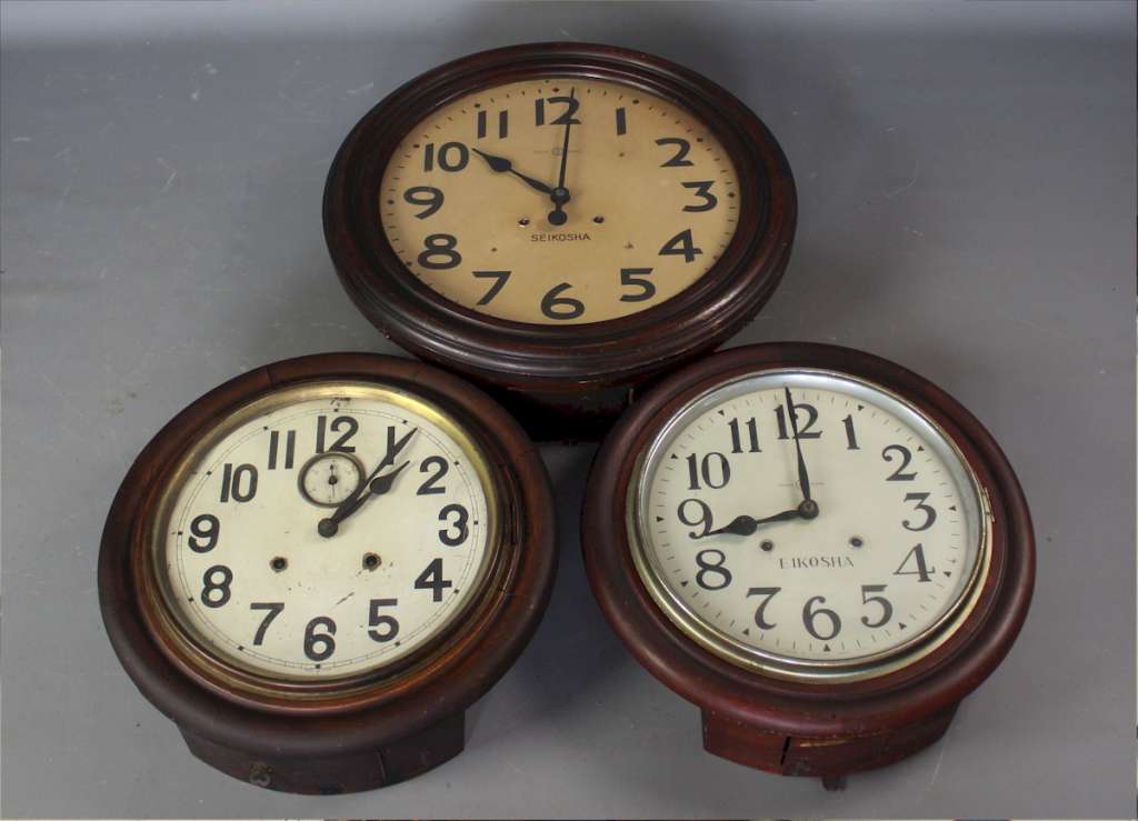 Three Japanese wall clocks by Seikosha 1920 Clocks Art Furniture