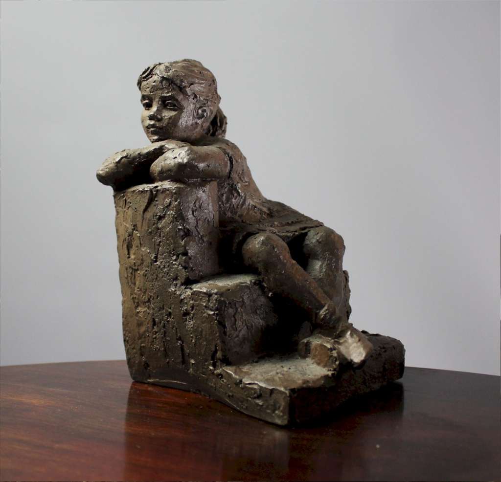  Karin Jonzen 'Girl On a Step' 1970's resin with a bronze finish