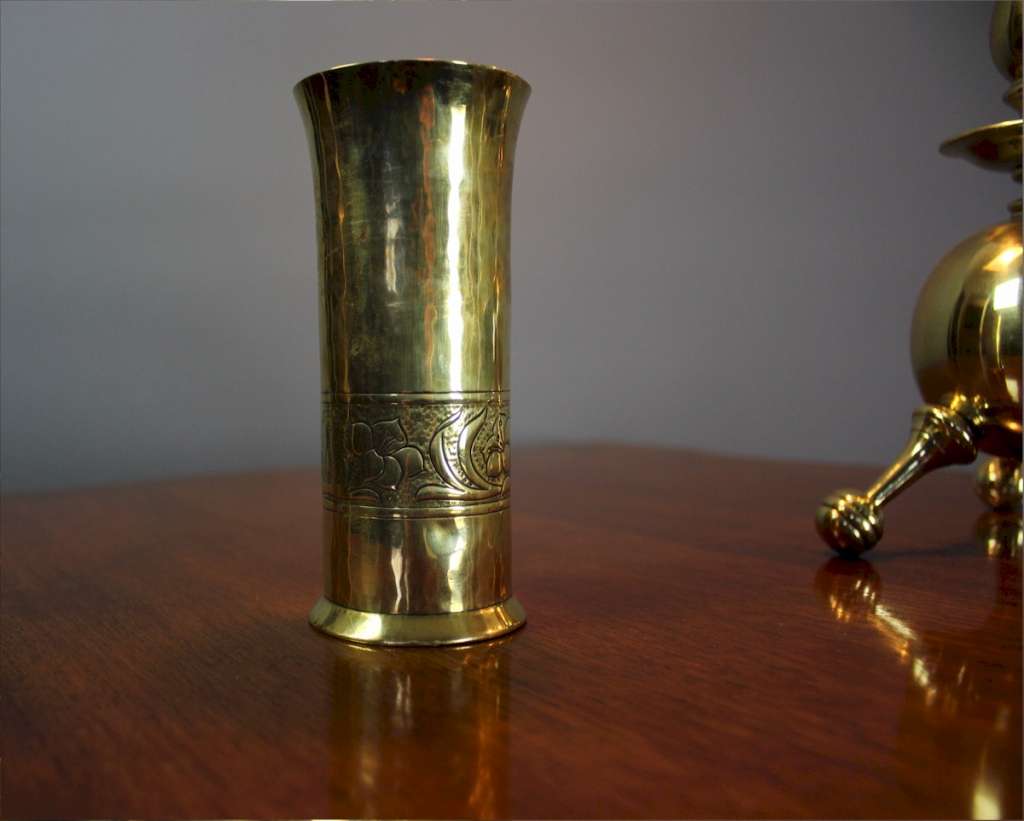 Keswick school brass spill vase.