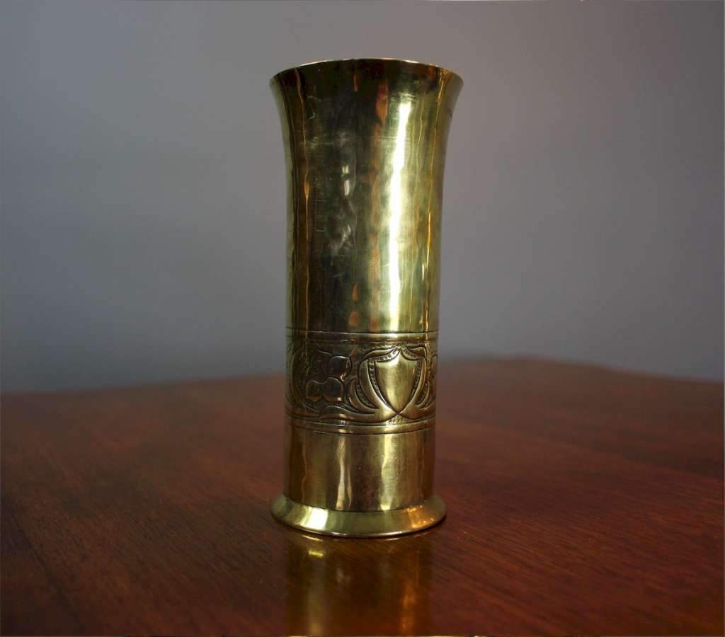 Keswick school brass spill vase.