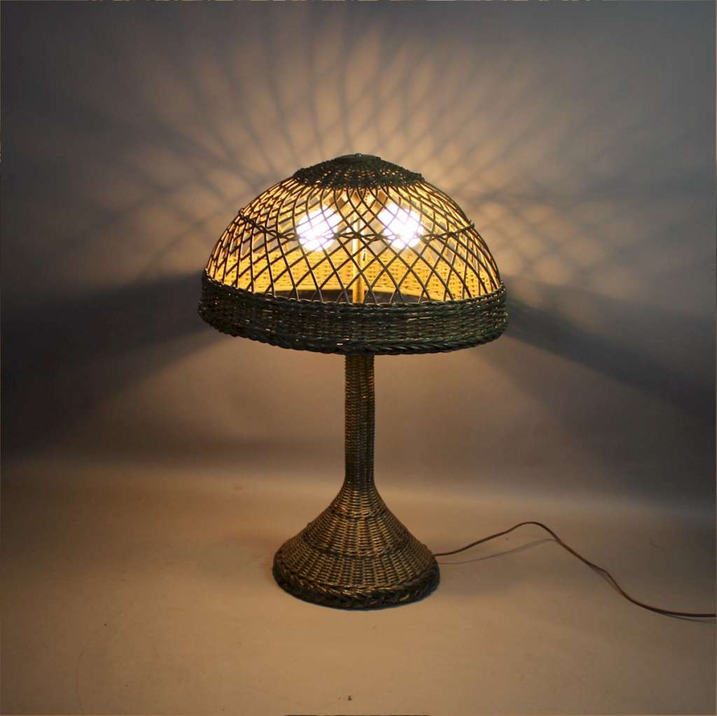 Large wicker table lamp c1920's.