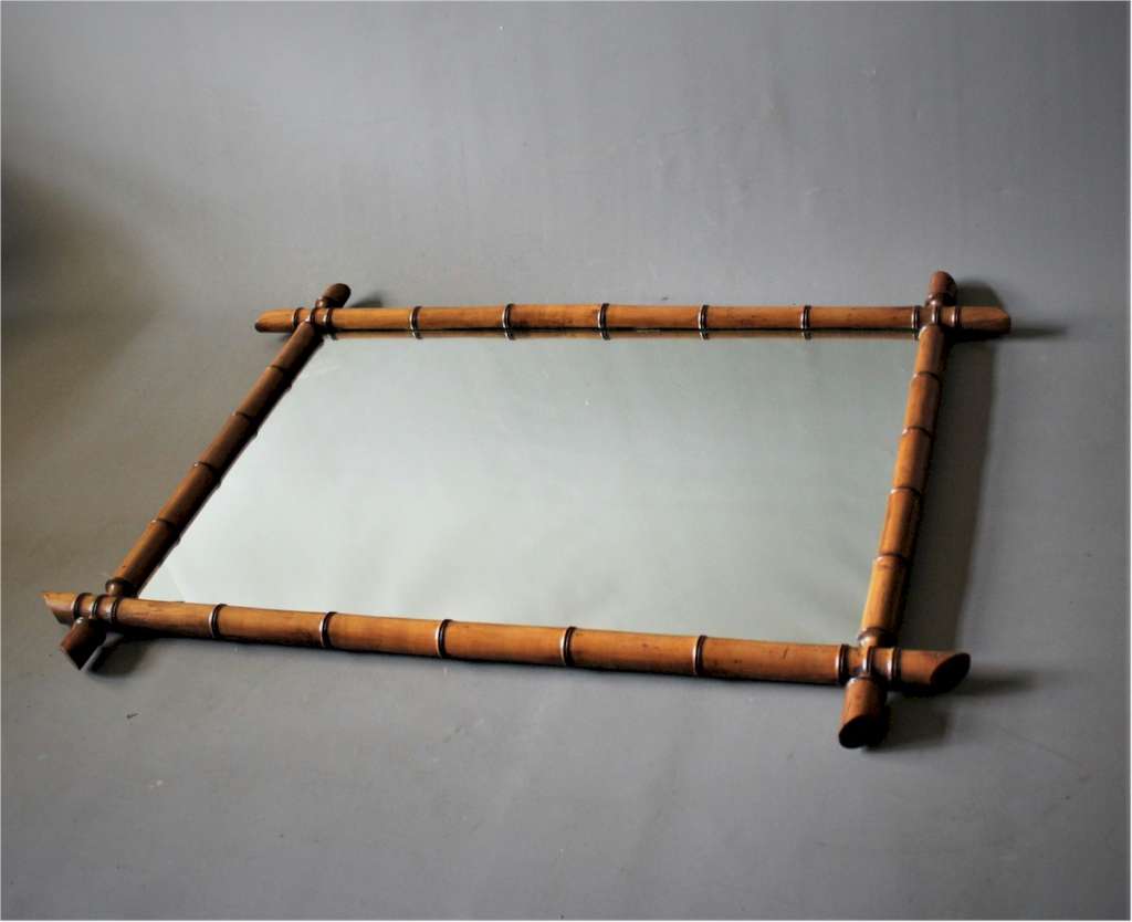 Large French Faux Bamboo Wall Mirror