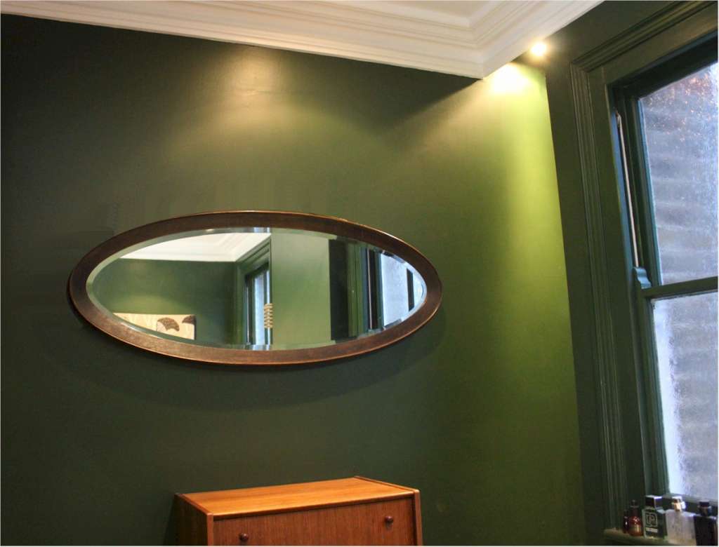 Large Edwardian oak oval mirror
