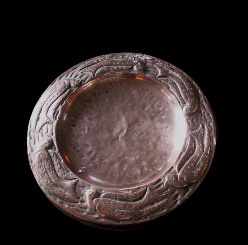Liberty Arts and Crafts copper charger with Birds