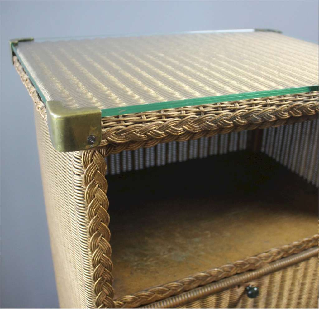 Lloyd Loom Linen bedside cabinet in Gold weave