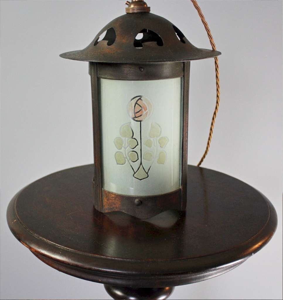 Arts and Crafts lantern with Scottish rose and hearts