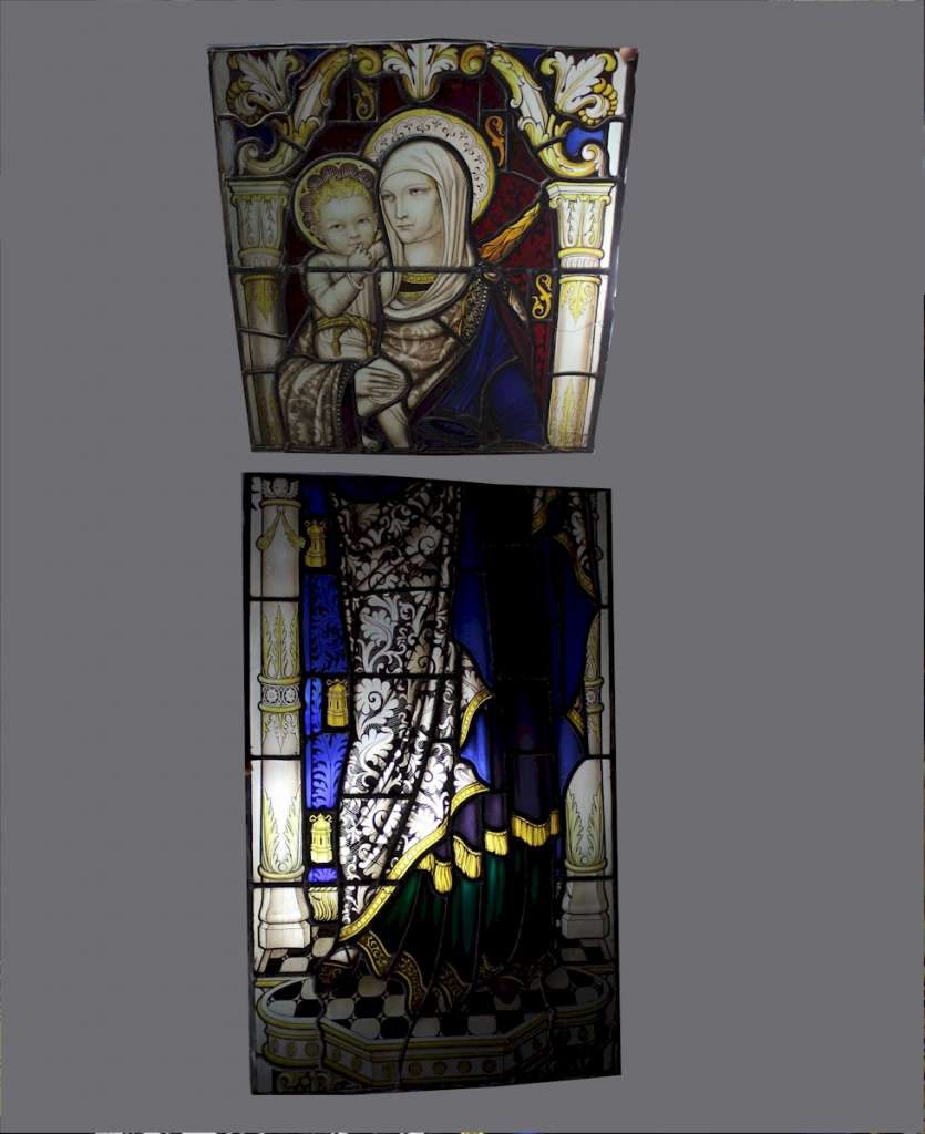 Wonderful Victorian stained glass panels Madonna and child