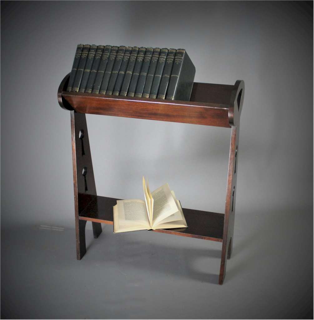 Arts and crafts mahogany book trough