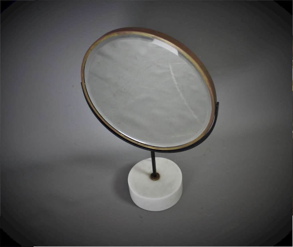 Mid Century brass and marble vanity mirror