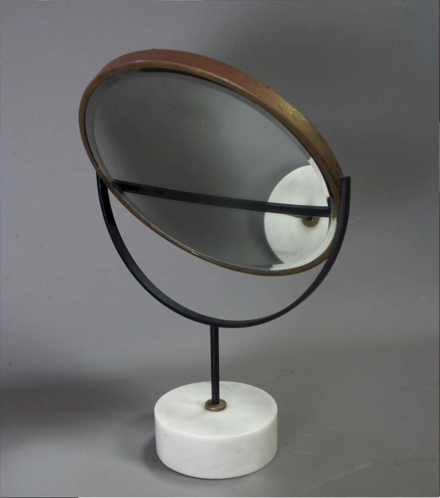 Mid Century brass and marble vanity mirror
