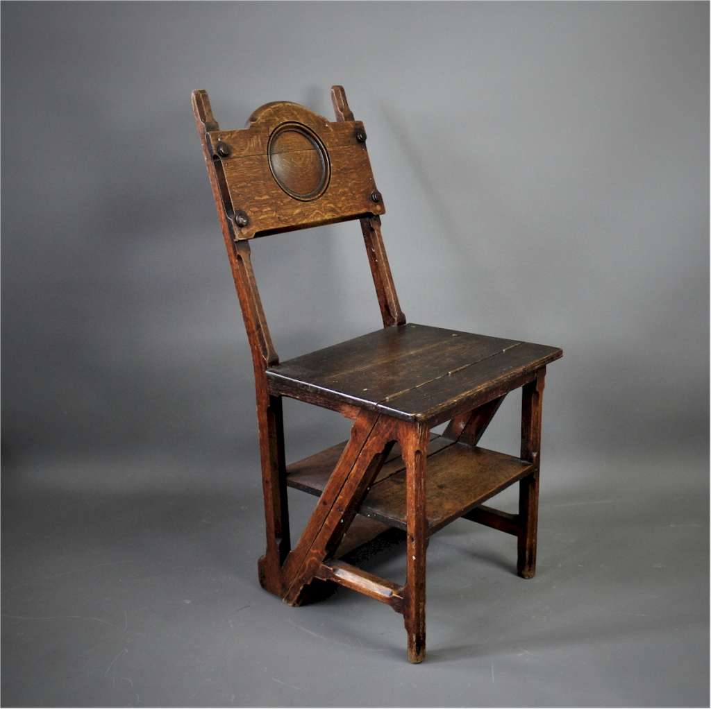 An Oak Metamorphic Chair / Library Steps