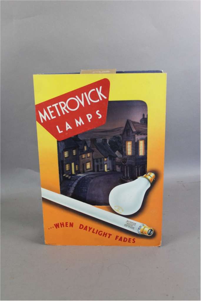 Metrovick lamps , card advert