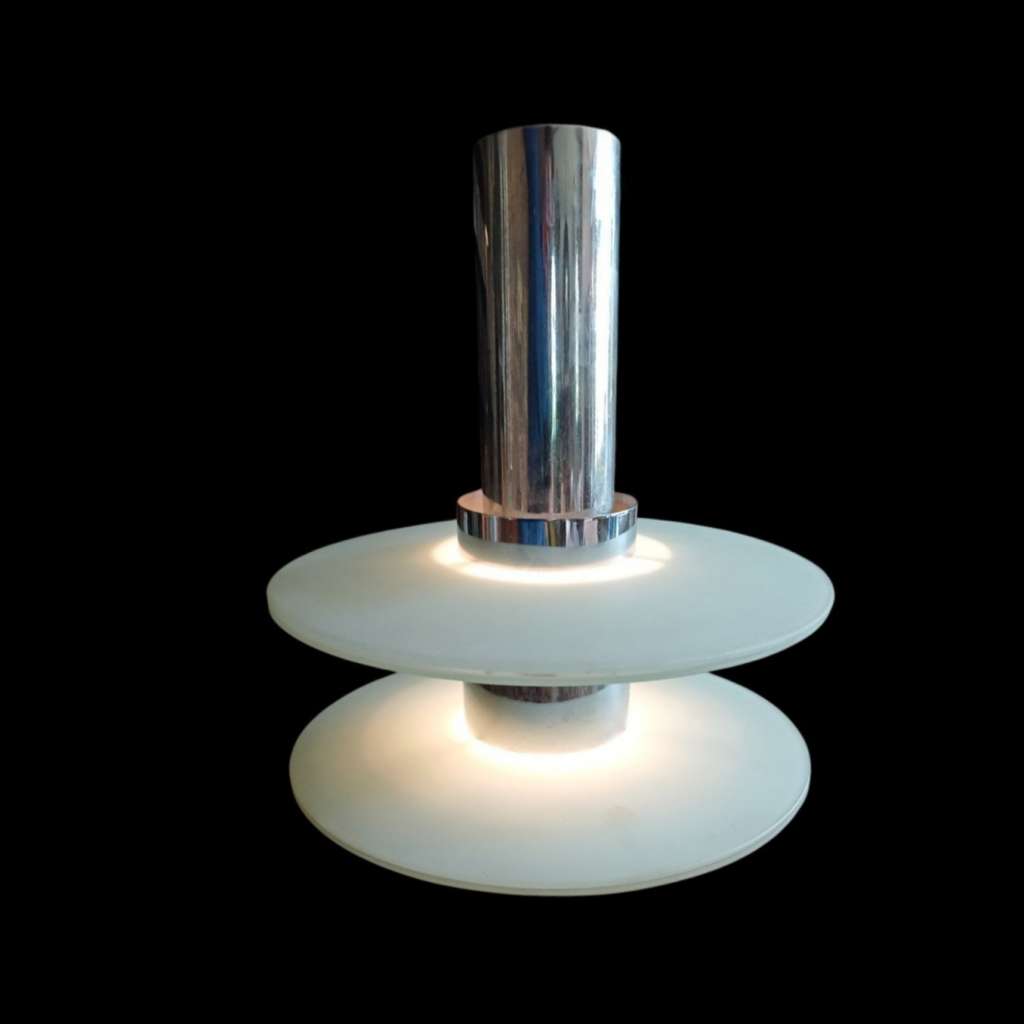 British modernist deco lamps from the 1930’s in chrome and glass