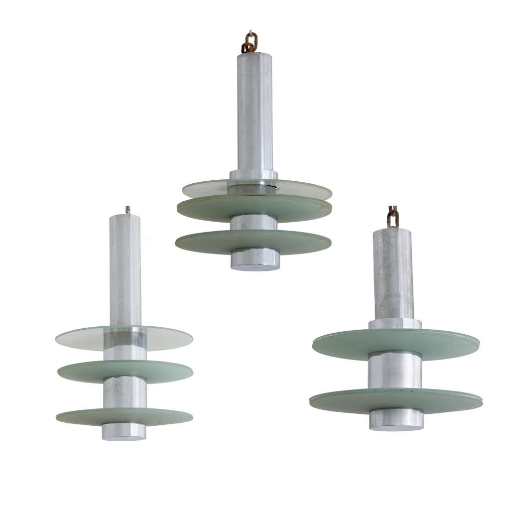 British modernist deco lamps from the 1930’s in chrome and glass