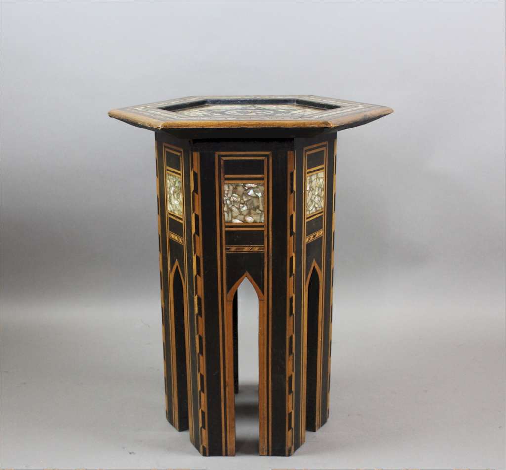 Moorish occasional table c1900 inlaid with mother of pearl