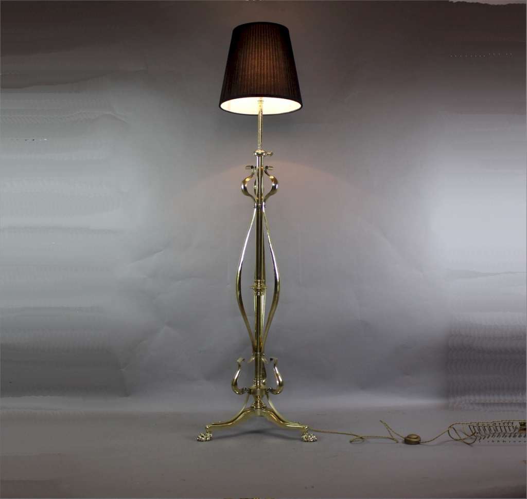 Art Nouveau brass adjustable standard / floor lamp c1900 Lighting