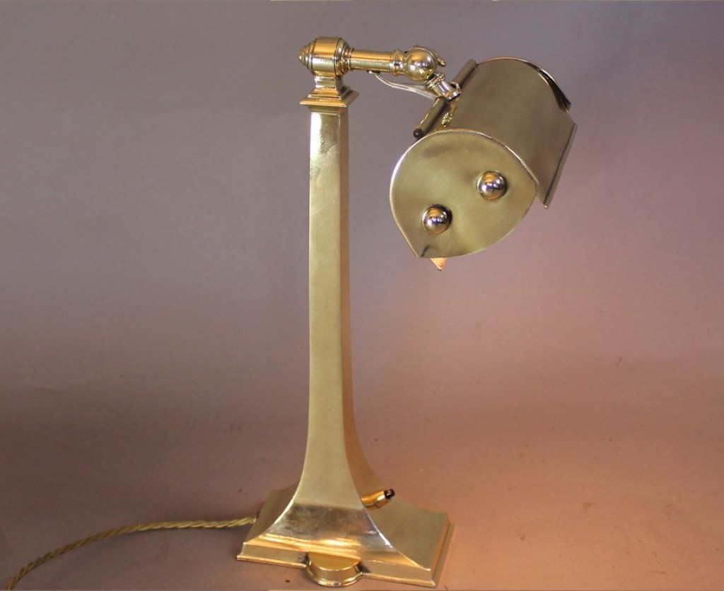 Nouveau brass desk lamp