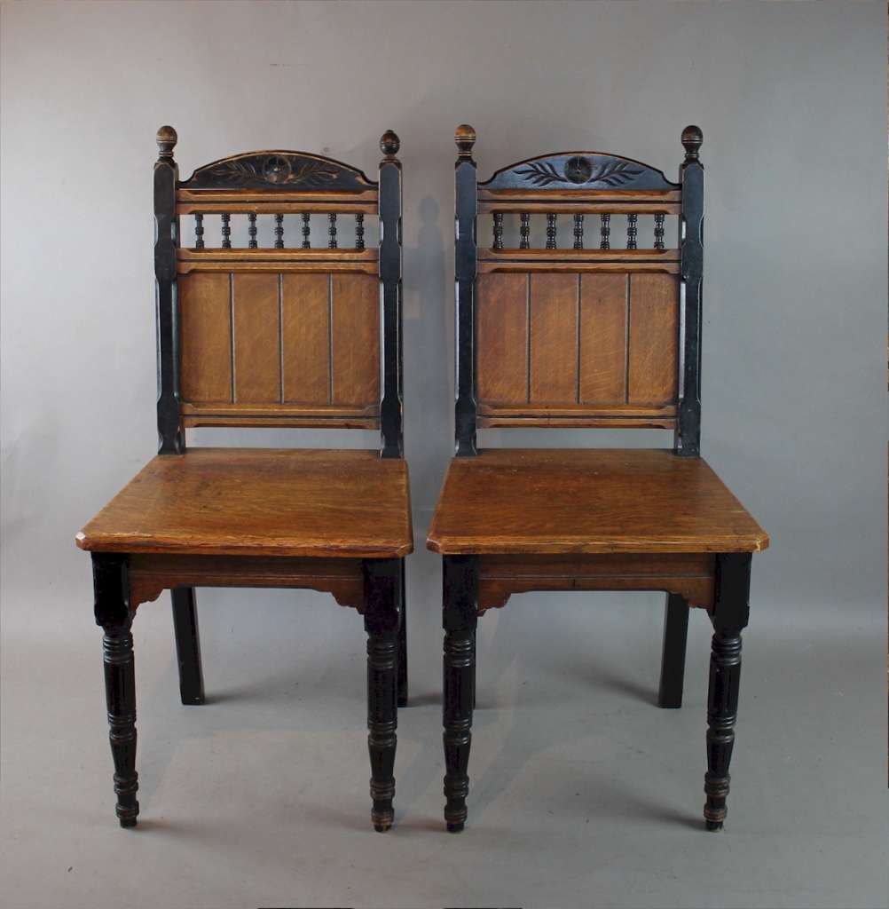 Pair of aesthetic movement hall chairs
