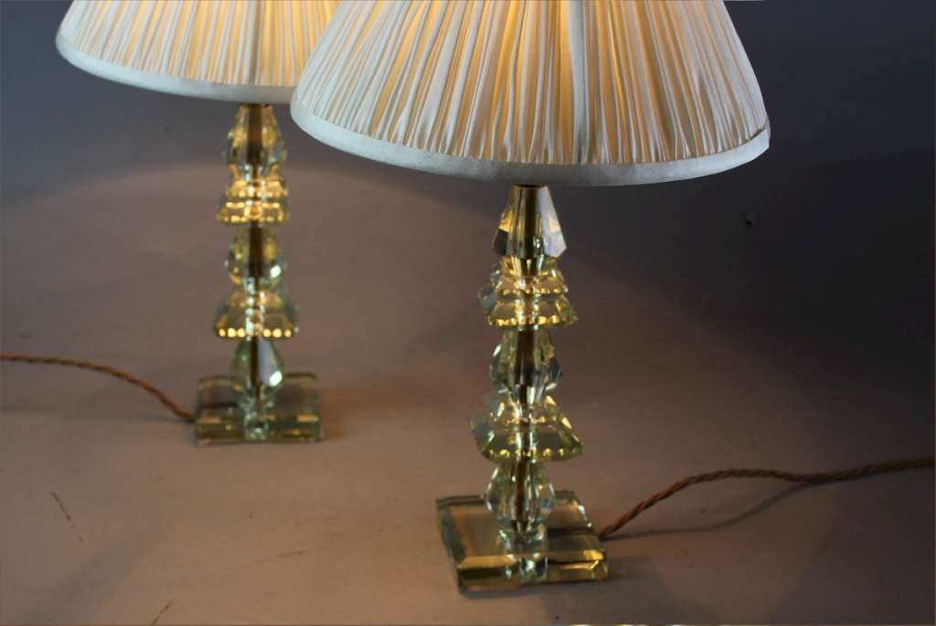 Pair of crystal cut glass table lamps c1930's/50's