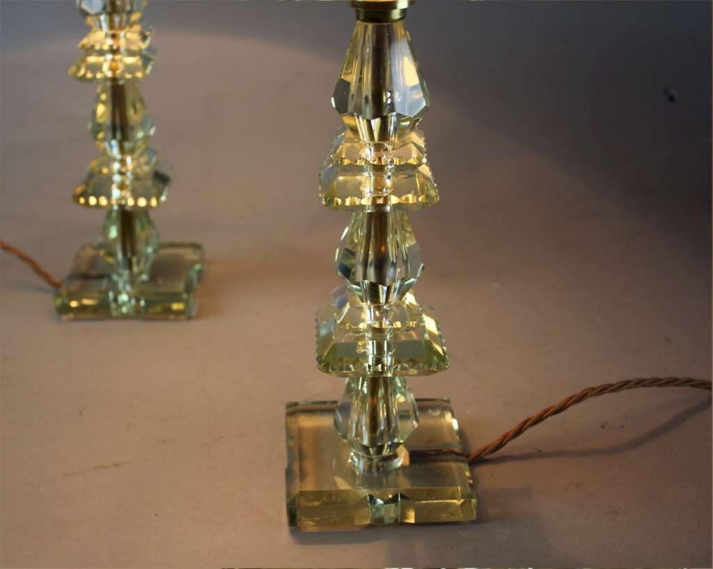 Pair of crystal cut glass table lamps c1930's/50's