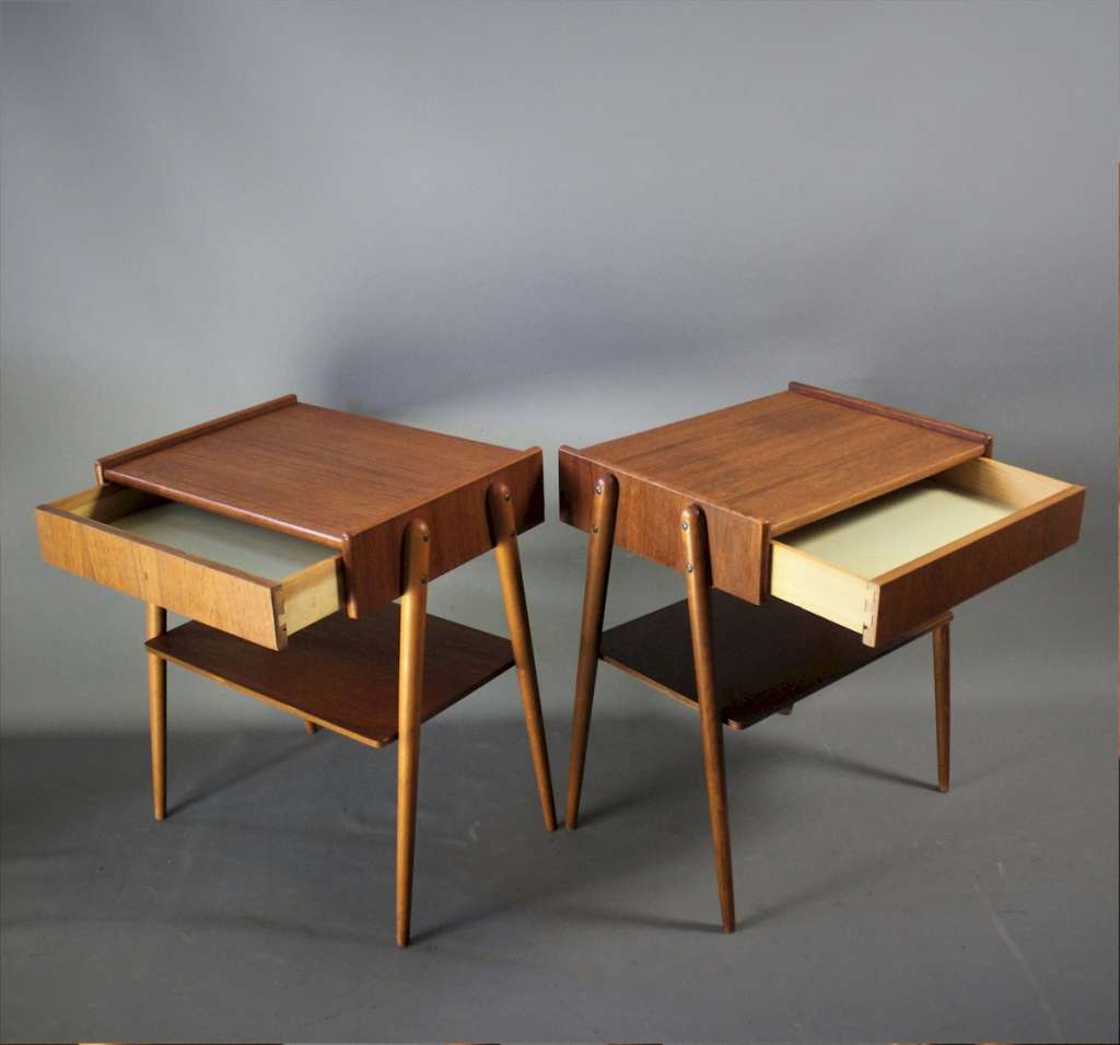 Mid Century pair of Danish Teak nightstands