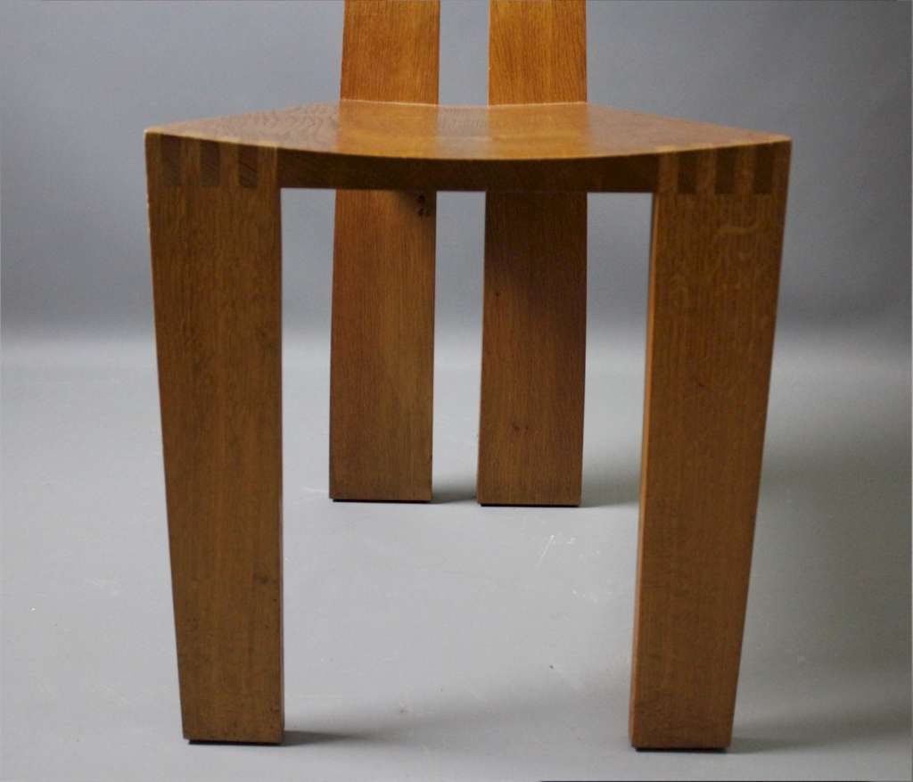 Pearl Dot set of 8 oak chairs designed by Robert Williams