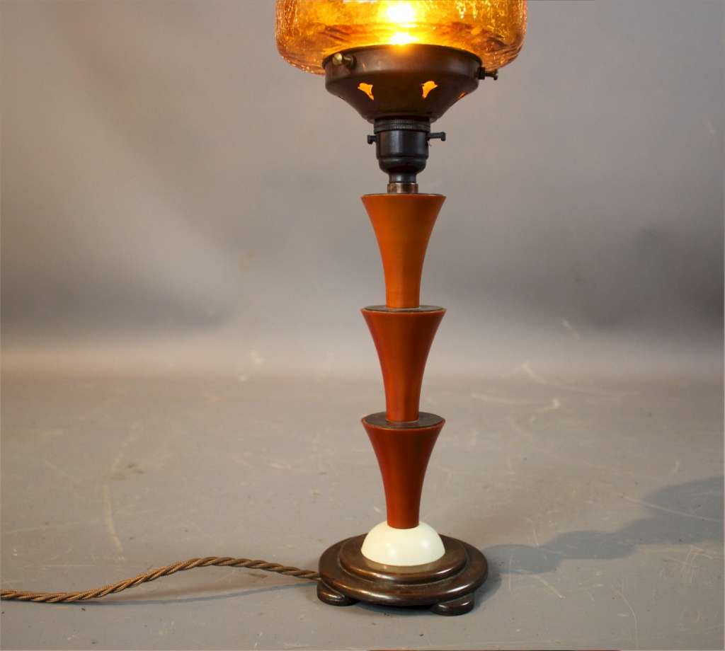 Stunning art deco Phenolic stepped table lamp.