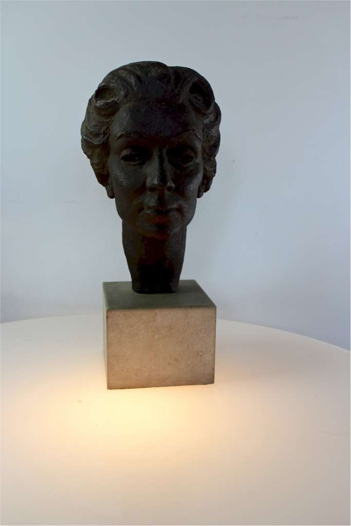 1950's Plaster figure of a woman's head signed V Thura