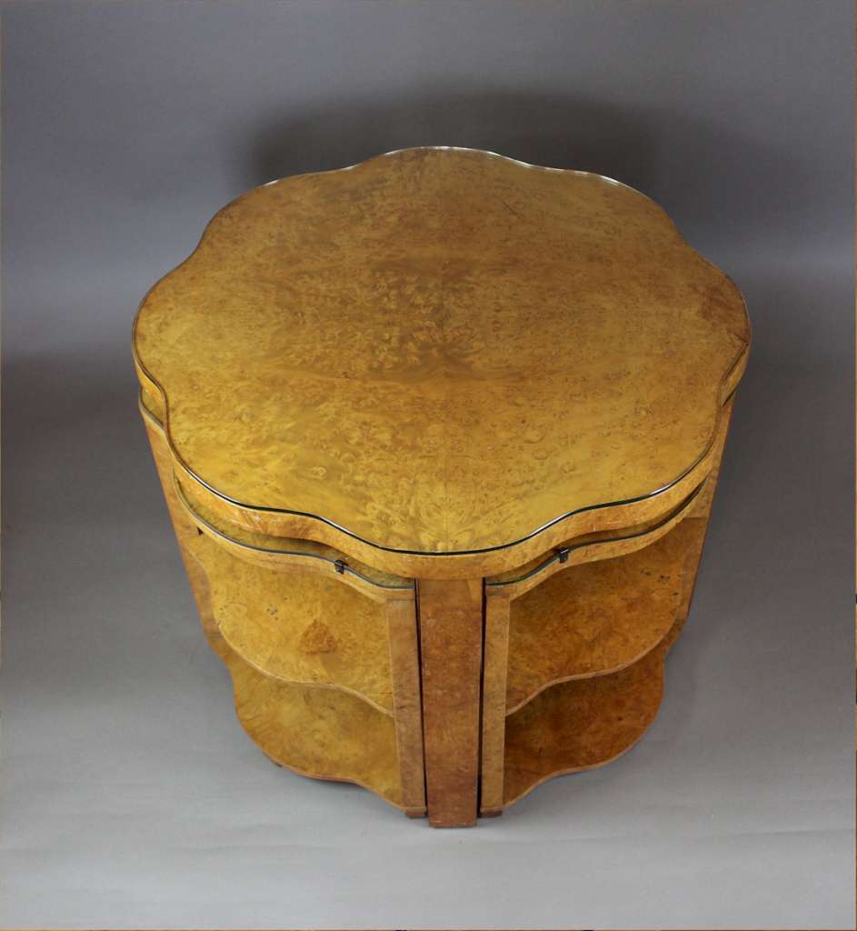 Blonde Art Deco quintetto nest of five tables by Epstein