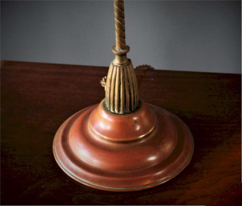 Copper and brass table lamp with rope swan neck