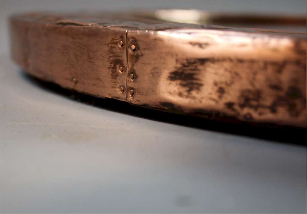 Arts and crafts circular copper mirror Rowley